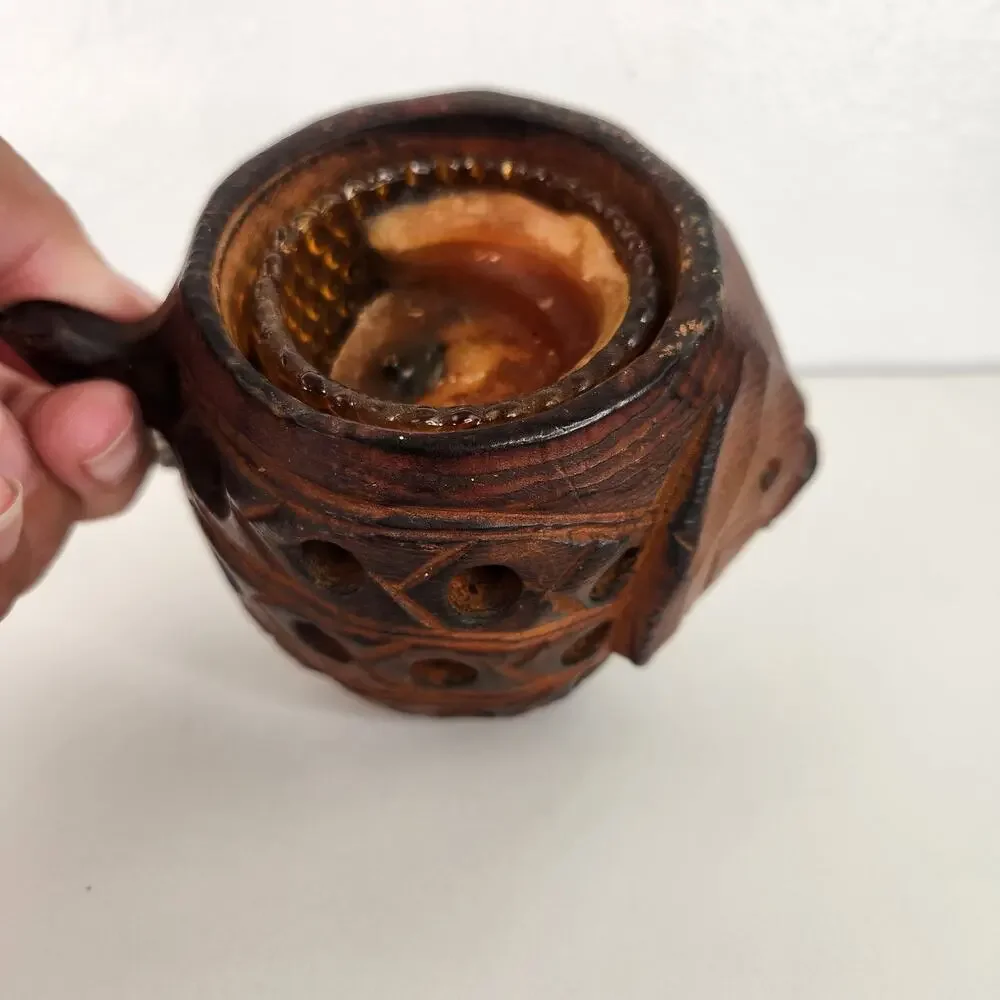 Hand Carved Wooden Fish Candle Holder Votive Home Decor Coastal